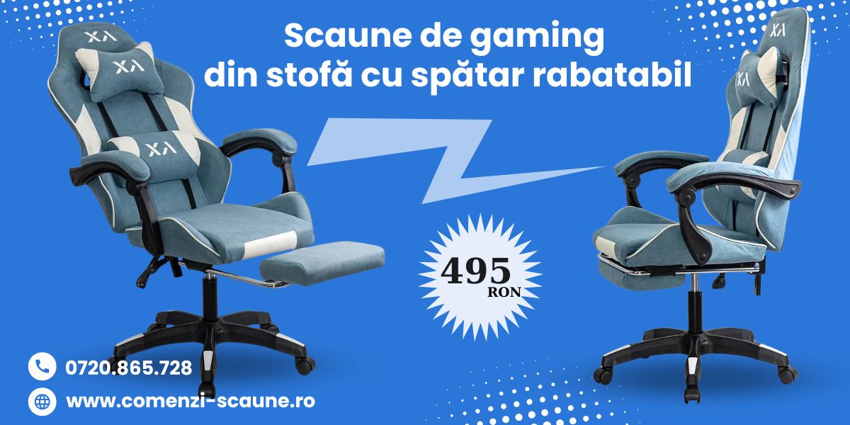 Scaune de gaming Office 295 din stofă cu spătar rabatabil Comenzi-Scaune 1
